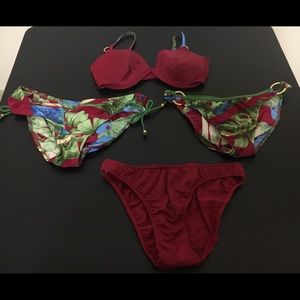 Venus Bikini Set Burgundy Floral Size 10